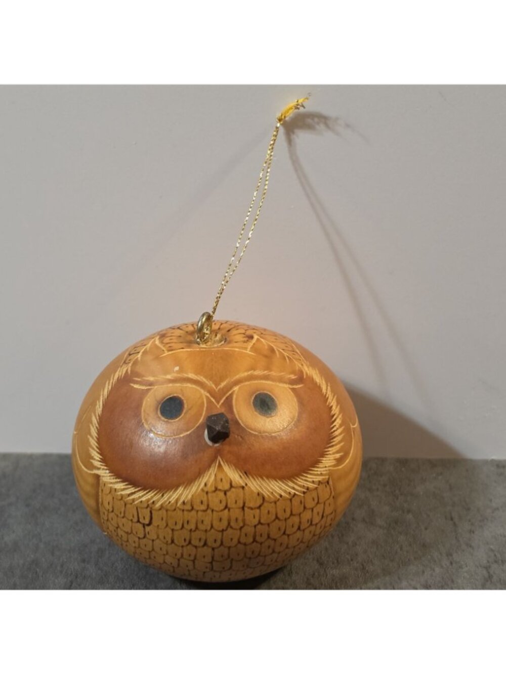 Vtg Peruvian Hand-Carved Owl Gourd Ornament – Traditional Mate Burilado Folk Art - Picture 5 of 12